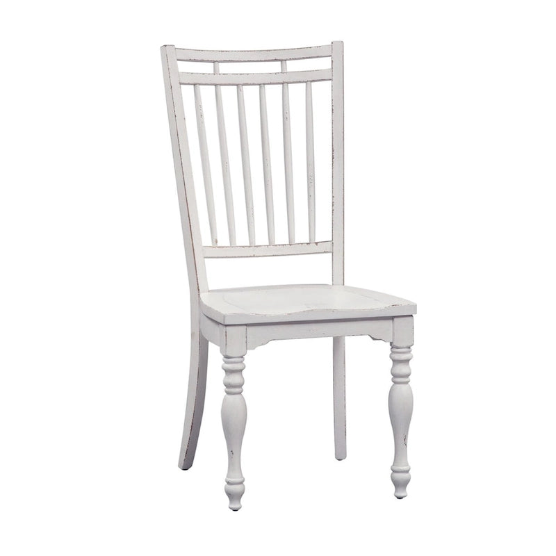 Chaise d'appoint à dossier à barreaux en bois patiné blanc antique (lot de 2)