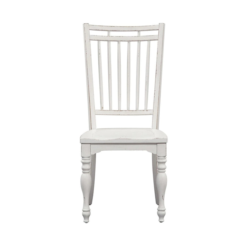 Chaise d'appoint à dossier à barreaux en bois patiné blanc antique (lot de 2)