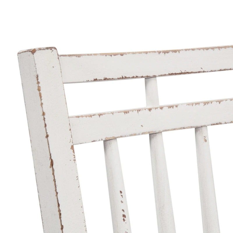 Chaise d'appoint à dossier à barreaux en bois patiné blanc antique (lot de 2)