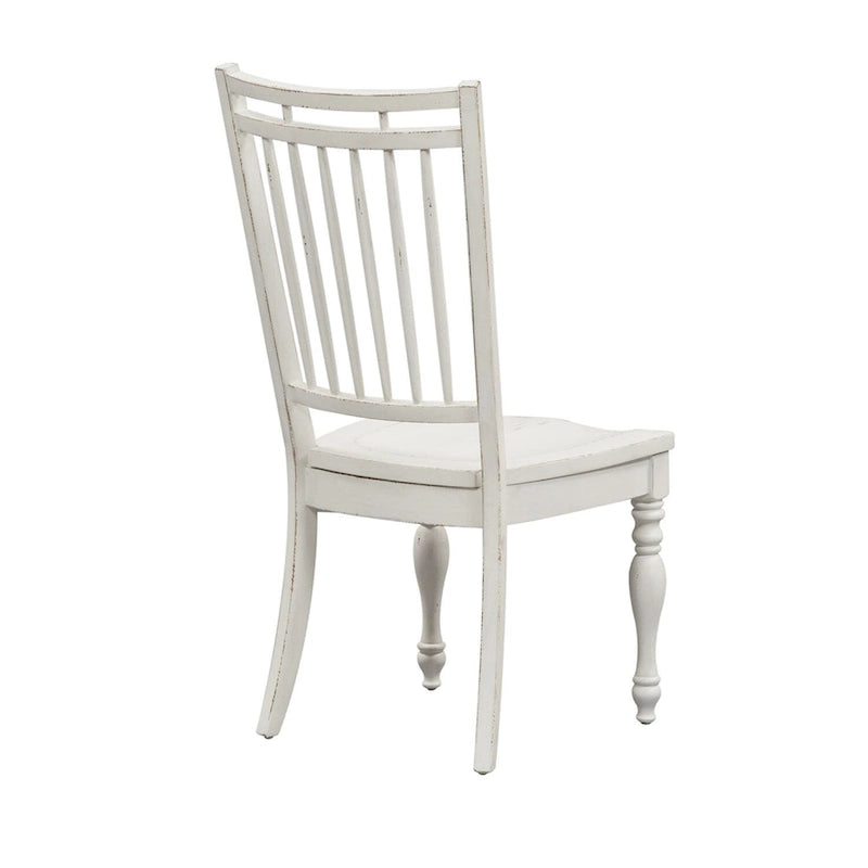 Chaise d'appoint à dossier à barreaux en bois patiné blanc antique (lot de 2)