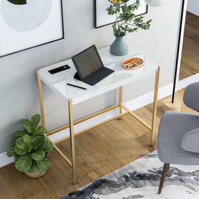Bureau informatique moderne en acier de 30 pouces avec ports USB par