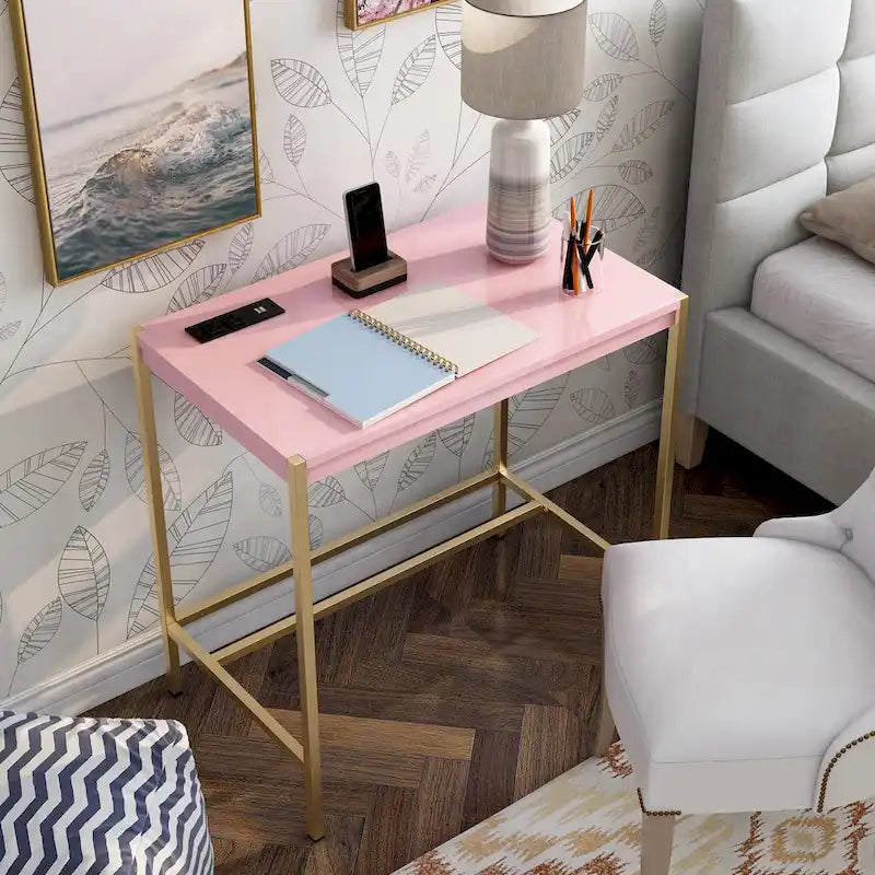 Bureau informatique moderne en acier de 30 pouces avec ports USB par