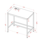 Bureau informatique moderne en acier de 30 pouces avec ports USB par