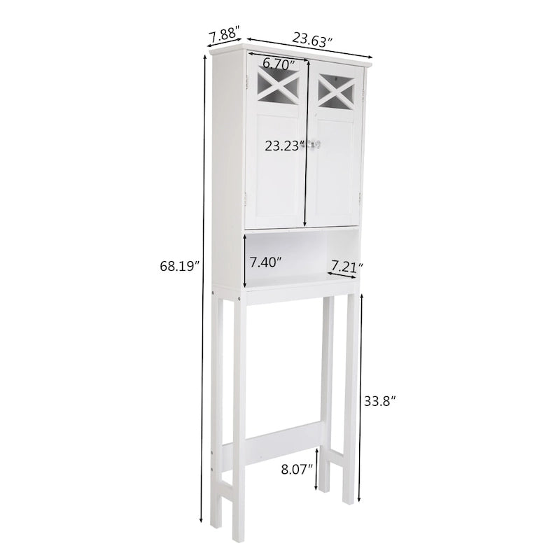 68FCH Meuble WC double porte - Blanc