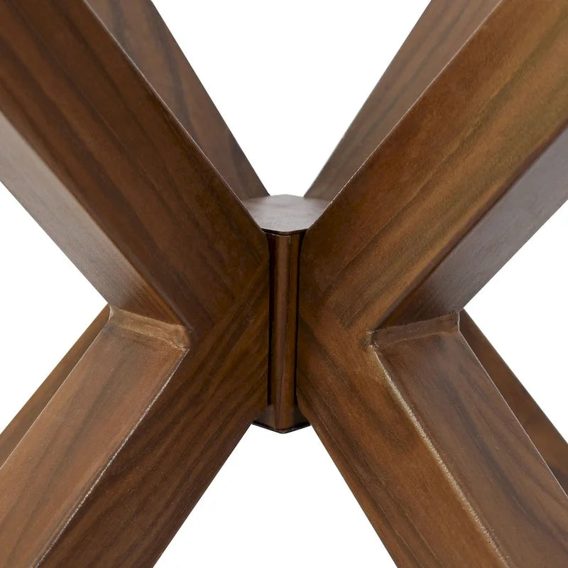 Table à manger en verre ronde de 39 po avec pied en noyer – 39x30x27