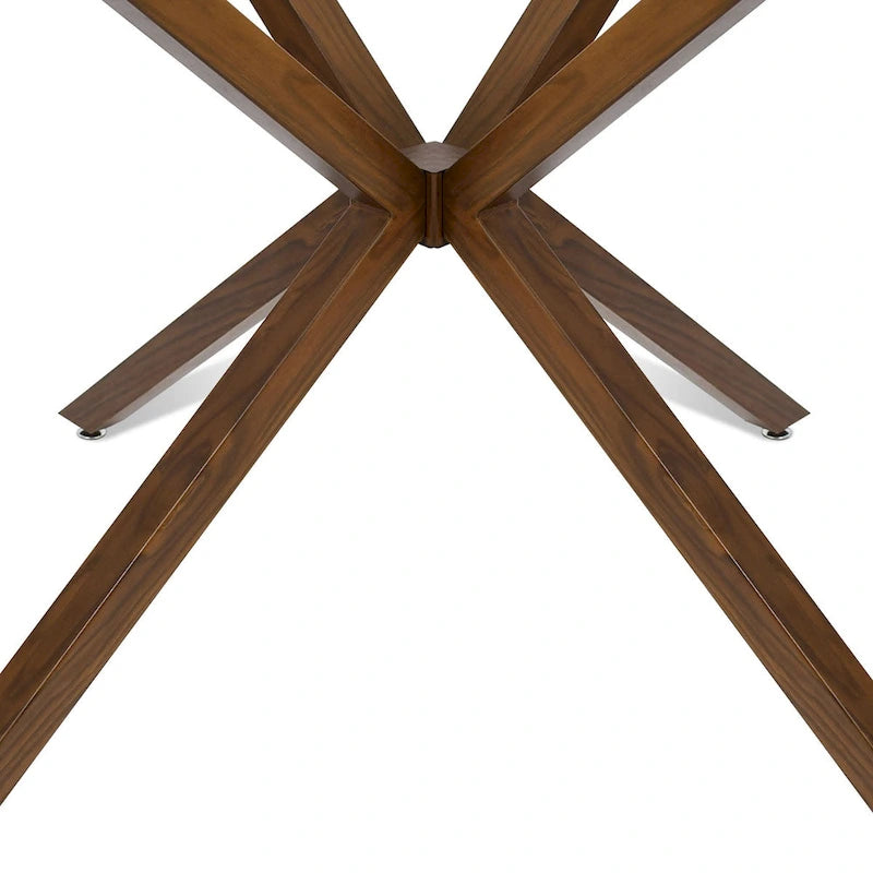Table à manger en verre ronde de 39 po avec pied en noyer – 39x30x27