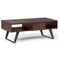 Table basse moderne rectangulaire en BOIS MASSIF et métal de 122 cm de large - 122 L x 56 P x 46 H