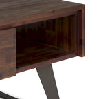 Table basse moderne rectangulaire en BOIS MASSIF et métal de 122 cm de large - 122 L x 56 P x 46 H