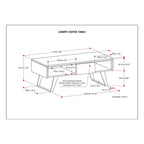 Table basse moderne rectangulaire en BOIS MASSIF et métal de 122 cm de large - 122 L x 56 P x 46 H