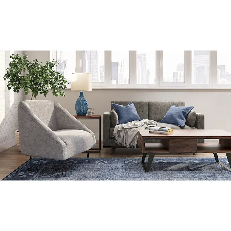 Table basse moderne rectangulaire en BOIS MASSIF et métal de 122 cm de large - 122 L x 56 P x 46 H