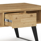 Table basse moderne rectangulaire en BOIS MASSIF et métal de 122 cm de large - 122 L x 56 P x 46 H