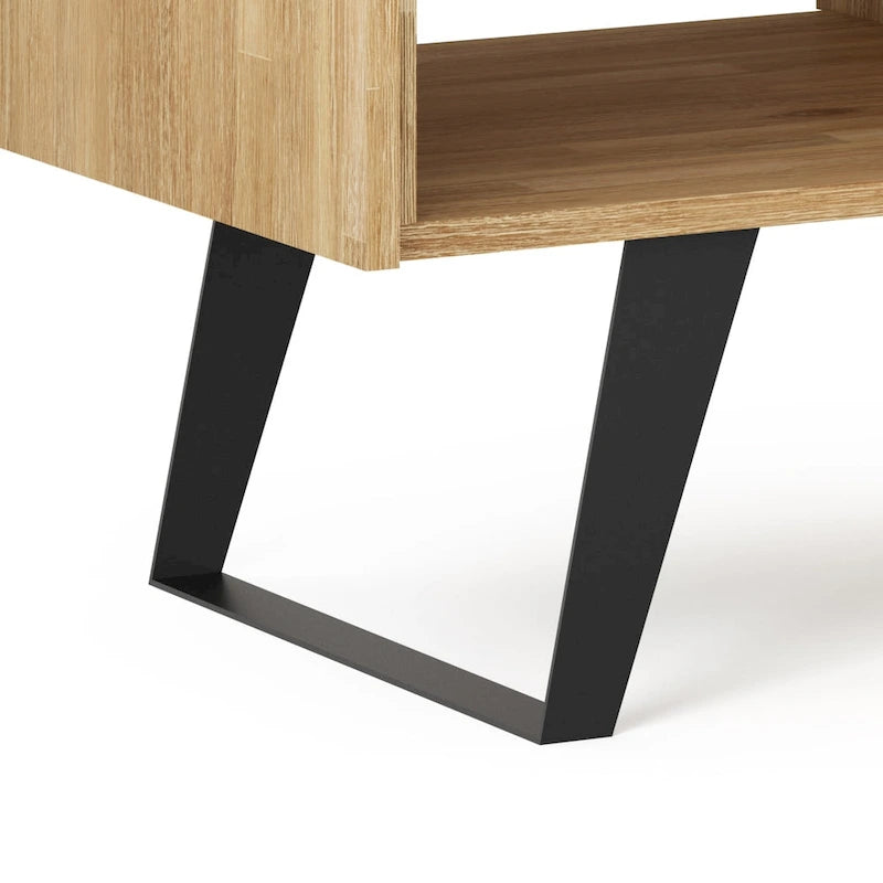 Table basse moderne rectangulaire en BOIS MASSIF et métal de 122 cm de large - 122 L x 56 P x 46 H
