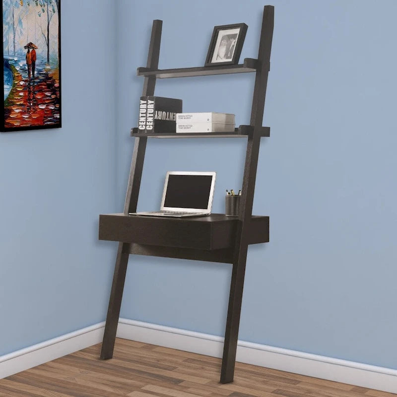 Bureau échelle original avec un tiroir, couleur cappuccino