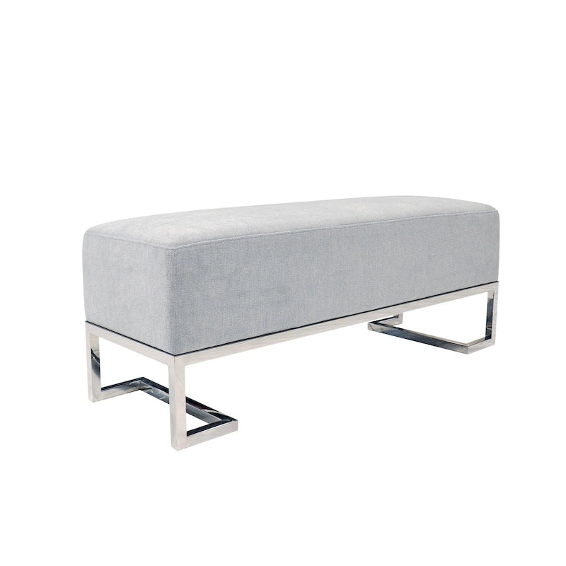Banc de luxe rembourré en acier inoxydable - L48xP16.5xH17.6