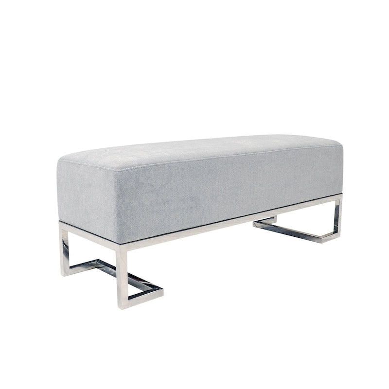 Banc de luxe rembourré en acier inoxydable - L48xP16.5xH17.6