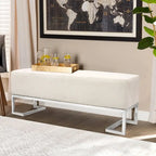 Banc de luxe rembourré en acier inoxydable - L48xP16.5xH17.6