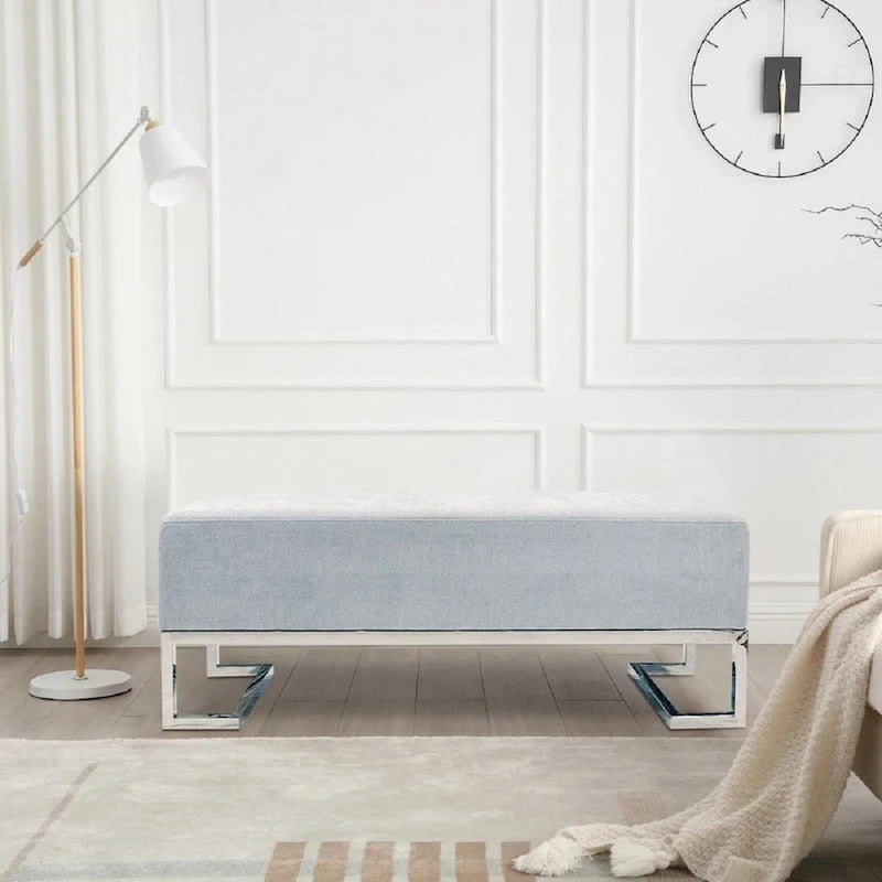 Banc de luxe rembourré en acier inoxydable - L48xP16.5xH17.6