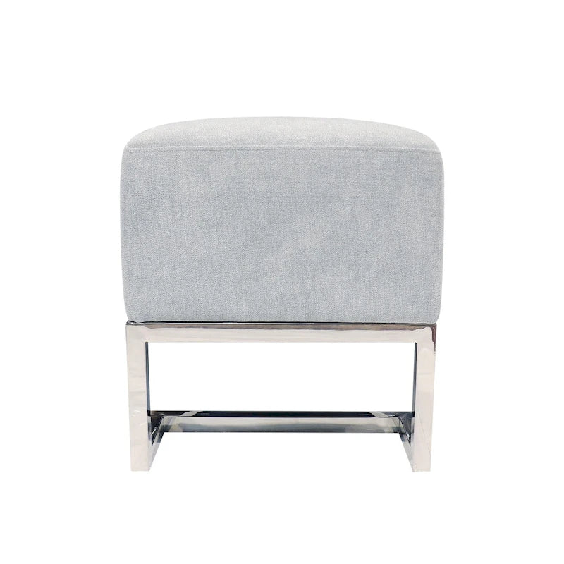 Banc de luxe rembourré en acier inoxydable - L48xP16.5xH17.6