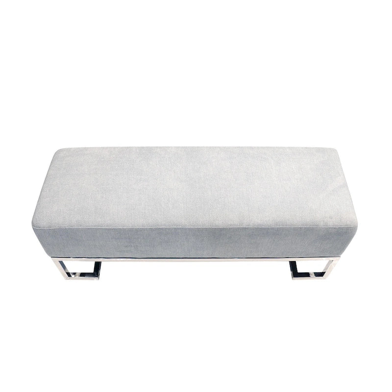 Banc de luxe rembourré en acier inoxydable - L48xP16.5xH17.6