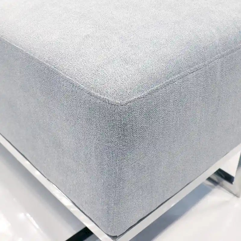 Banc de luxe rembourré en acier inoxydable - L48xP16.5xH17.6