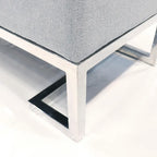 Banc de luxe rembourré en acier inoxydable - L48xP16.5xH17.6