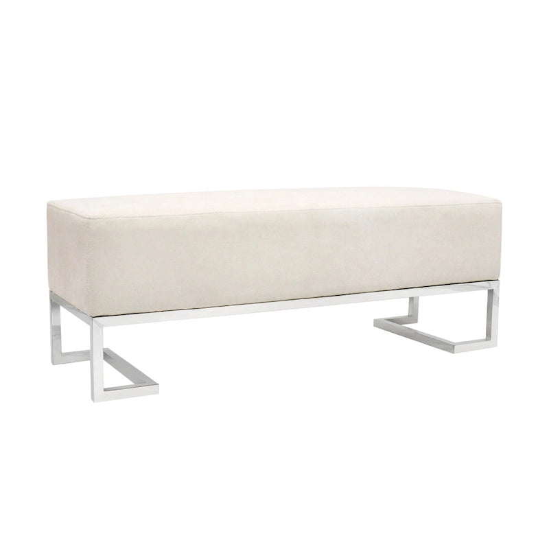Banc de luxe rembourré en acier inoxydable - L48xP16.5xH17.6