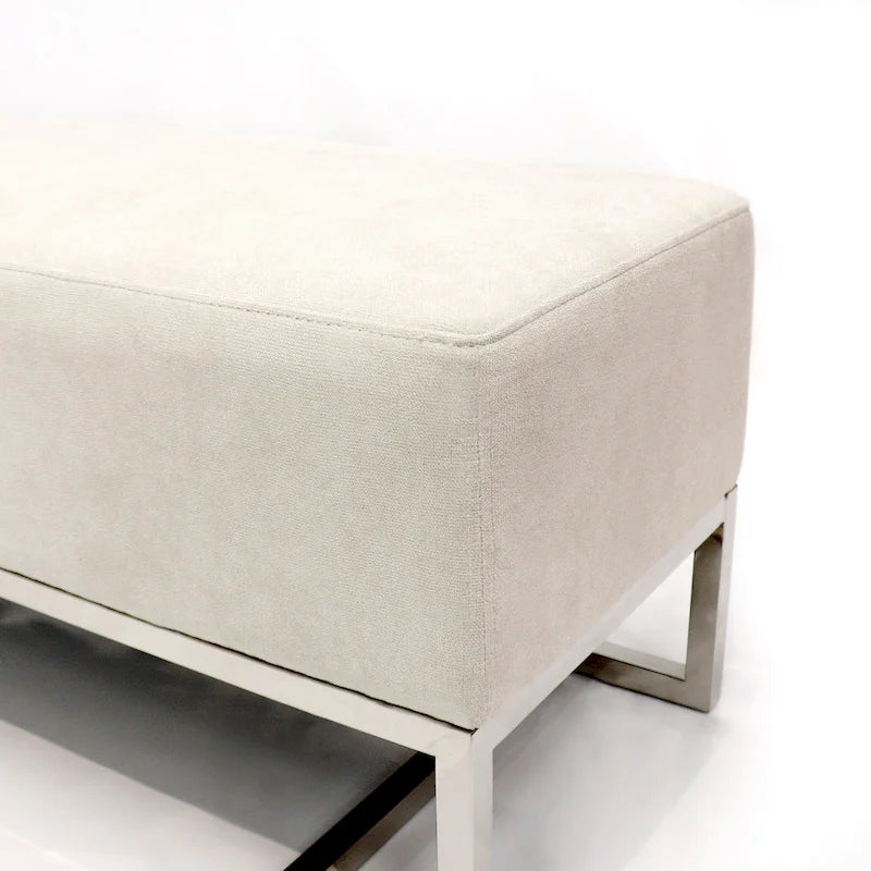 Banc de luxe rembourré en acier inoxydable - L48xP16.5xH17.6