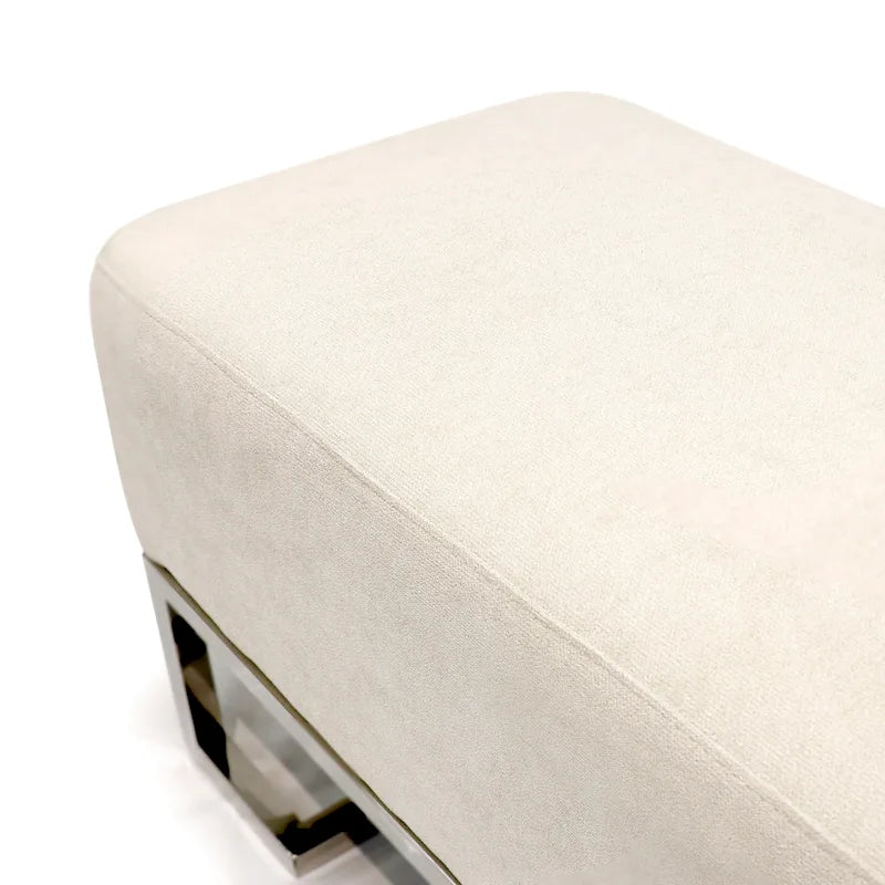 Banc de luxe rembourré en acier inoxydable - L48xP16.5xH17.6