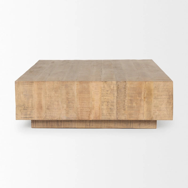 Table basse carrée flottante en bois massif
