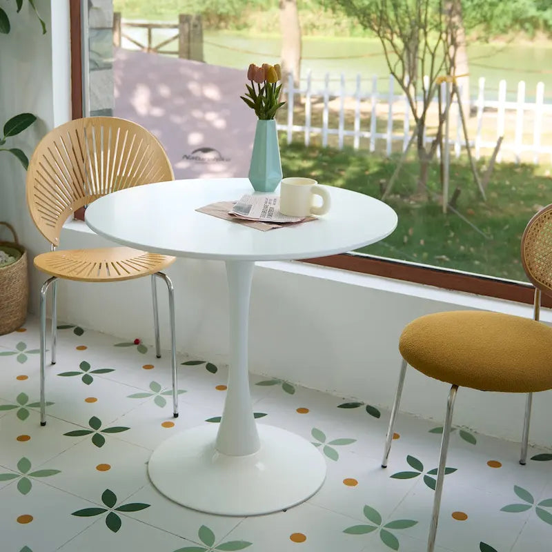 Table de cuisine et de salle à manger moderne ronde de 80 cm pour 2-4 personnes