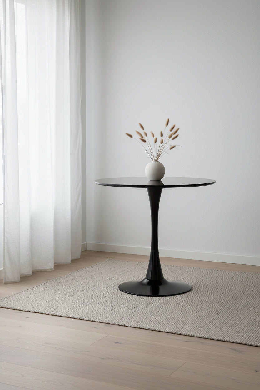 Table de cuisine et de salle à manger moderne ronde de 80 cm pour 2-4 personnes