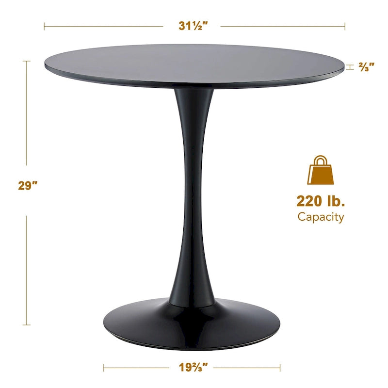 Table de cuisine et de salle à manger moderne ronde de 80 cm pour 2-4 personnes