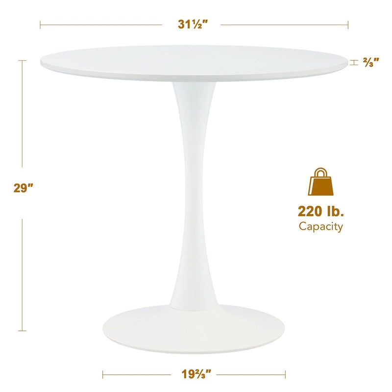 Table de cuisine et de salle à manger moderne ronde de 80 cm pour 2-4 personnes
