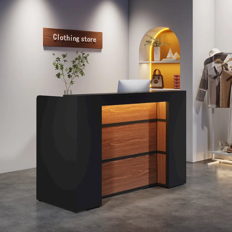Grand Bureau de Réception avec Lumières LED pour Salon, Salle d'Attente, Magasin, Bureau, Hall d'Entrée, Boutique, Clinique