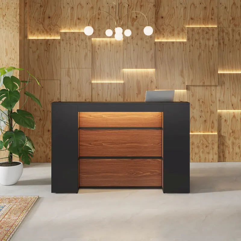 Grand Bureau de Réception avec Lumières LED pour Salon, Salle d'Attente, Magasin, Bureau, Hall d'Entrée, Boutique, Clinique