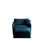 Fauteuil d'appoint moderne avec ottoman, fauteuil de salon en chenille, fauteuil de lecture pour chambre à coucher, chenille bleue