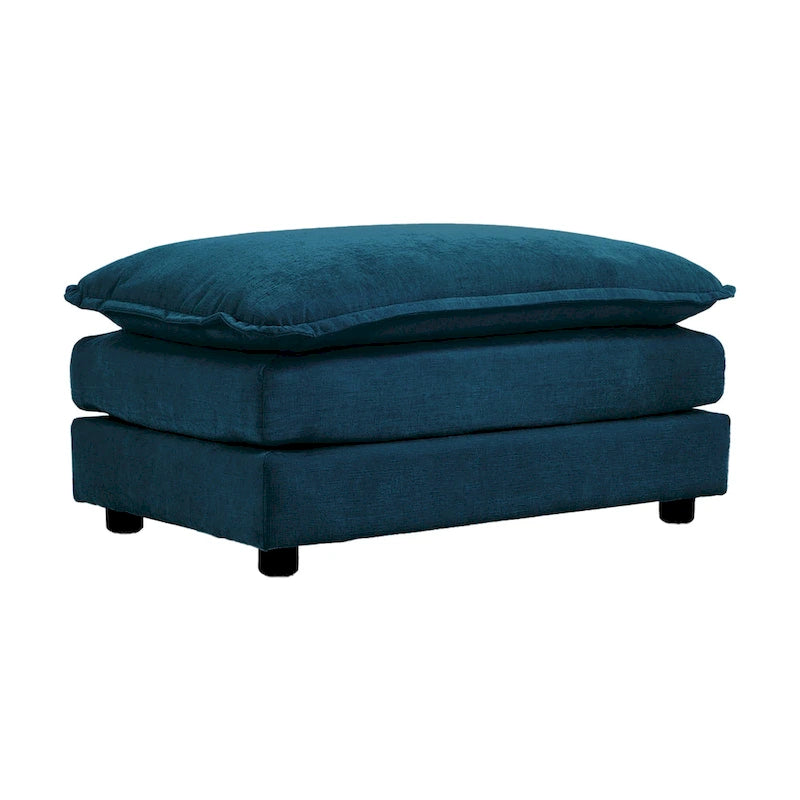 Fauteuil d'appoint moderne avec ottoman, fauteuil de salon en chenille, fauteuil de lecture pour chambre à coucher, chenille bleue