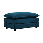 Fauteuil d'appoint moderne avec ottoman, fauteuil de salon en chenille, fauteuil de lecture pour chambre à coucher, chenille bleue