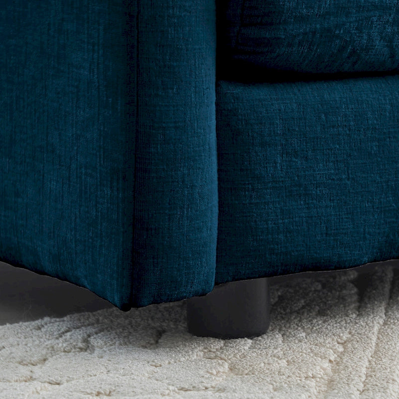 Fauteuil d'appoint moderne avec ottoman, fauteuil de salon en chenille, fauteuil de lecture pour chambre à coucher, chenille bleue