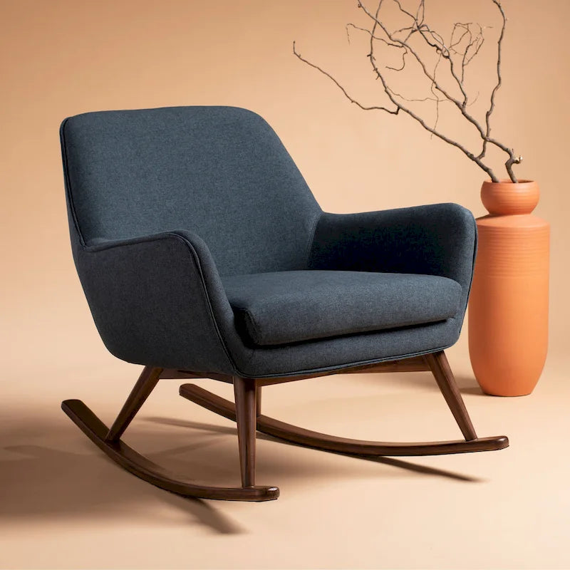 Fauteuil à bascule couture du milieu du siècle - 32L x 37P x 32H
