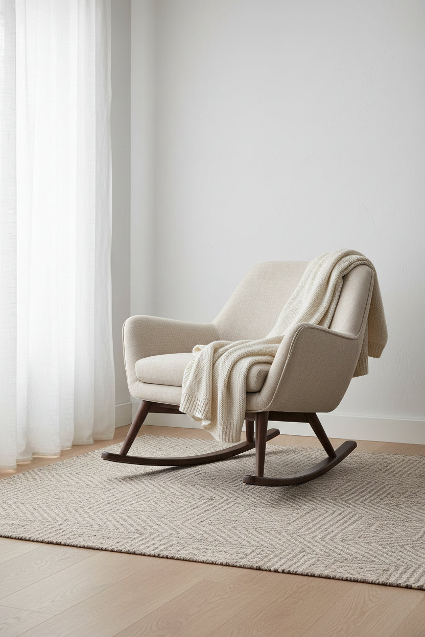 Fauteuil à bascule couture du milieu du siècle - 32L x 37P x 32H