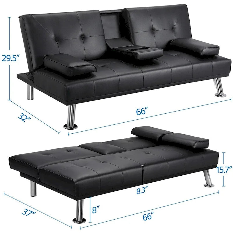 Canapé inclinable moderne en similicuir convertible