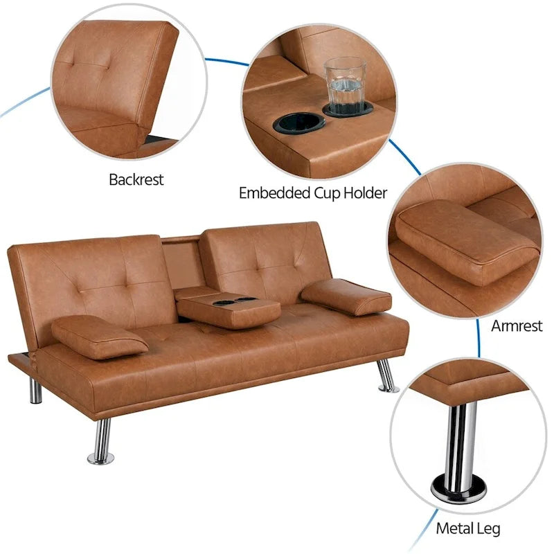 Canapé inclinable moderne en similicuir convertible