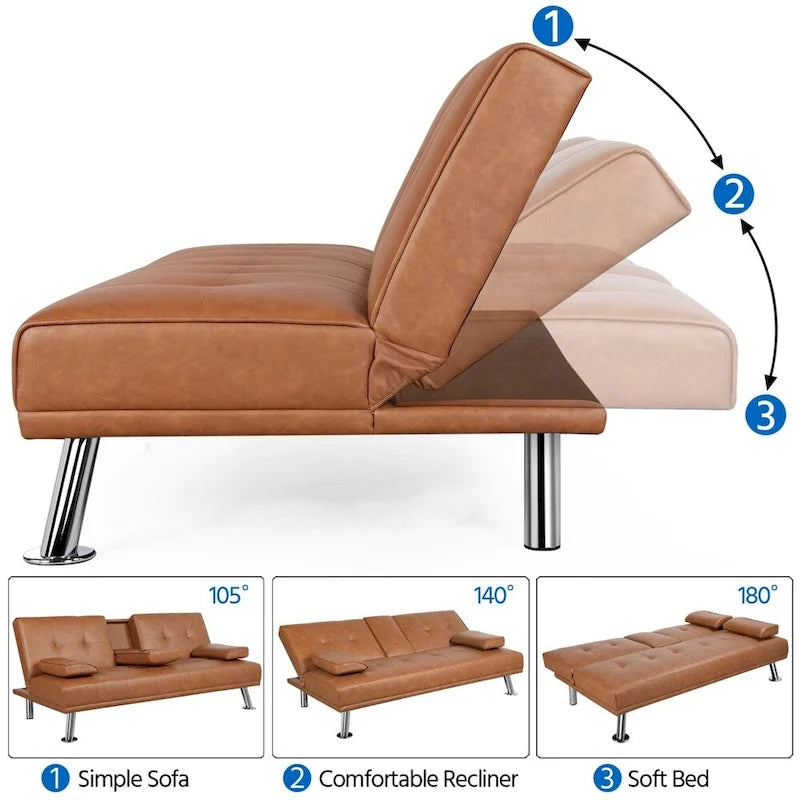 Canapé inclinable moderne en similicuir convertible