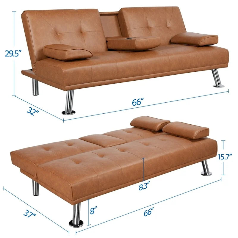 Canapé inclinable moderne en similicuir convertible