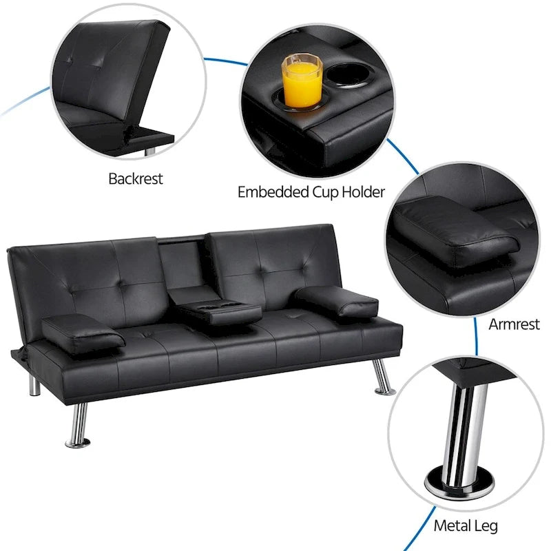 Canapé inclinable moderne en similicuir convertible