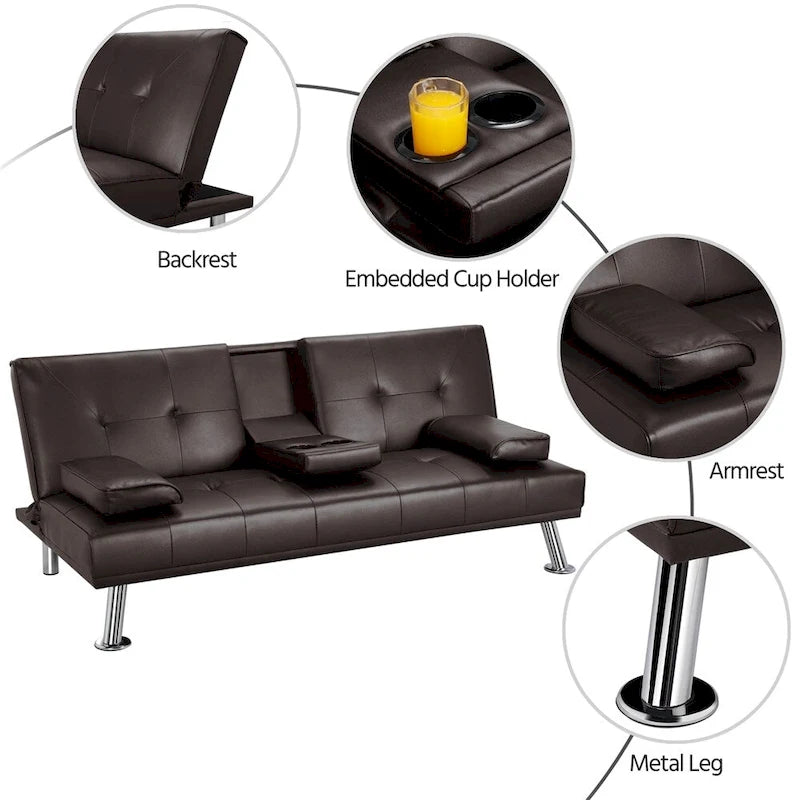 Canapé inclinable moderne en similicuir convertible