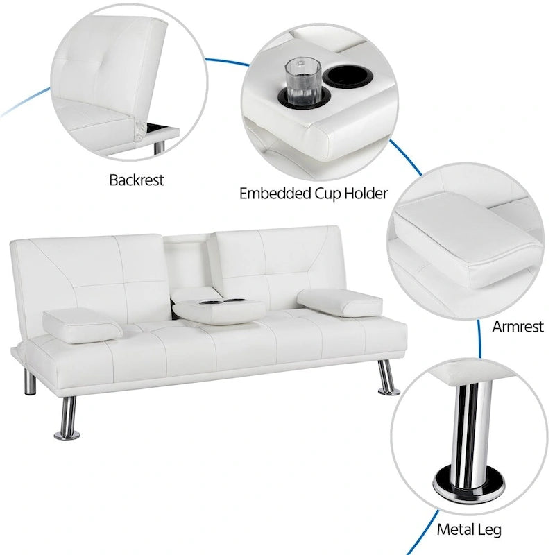 Canapé inclinable moderne en similicuir convertible