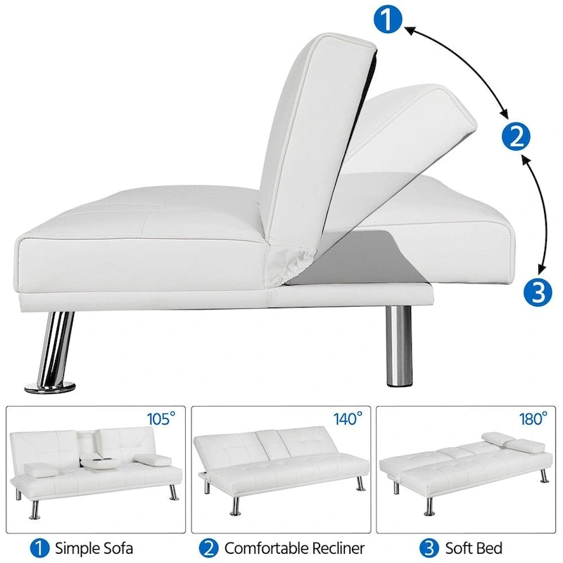 Canapé inclinable moderne en similicuir convertible