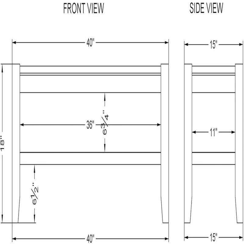 Banc à chaussures d'entrée - 15P x 40L x 18H